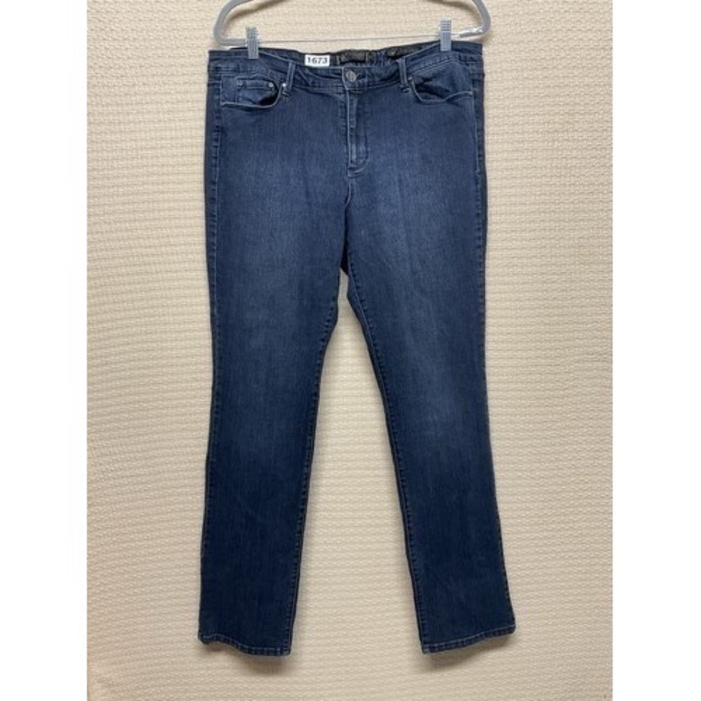 Kardashian Blue Denim Missy Premium Mid Rise Straight Jeans Women 16 China